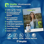 biophix B-3 Nicotinamide 1500 mg 60 Tablets Maximum Strength - Nicotinic Amide Niacin Natural Flush-Free Vitamin Formula - Supports Skin Cell Health