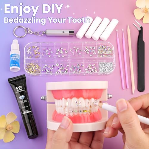DAZZLEBRITE Tooth Gem Kit, Tooth Gems Kit for Teeth, Beginners Starter Crystals Teeth Gem Jewelry for Women Men, Bedazzling Gems Kits with Pickup Tools.