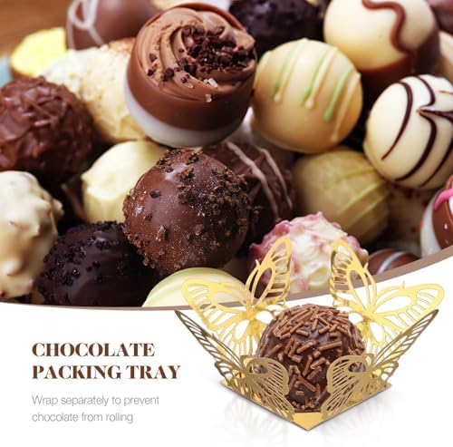 IMIKEYA 50 Pcs Truffle Cups Mini Cupcake Liners Square Chocolate Wrapping Paper Candy Boxes Party Wedding Supply
