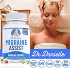 Best Migraine Relief Product with Magnesium - Migraine Assist Supplement with Quercetin, Feverfew, Butterbur, CoQ10 from Dr. Danielle, 90 Capsules
