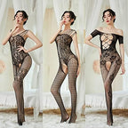Ladies Sexy Lingerie Bodysuit, Black Lace Pantyhose, Fishnet See-Through Stockings for Women 3 Pairs