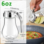 4 Pack Syrup Dispensers Glass Honey Jar Bottle Maple Sugar Dispenser 6 oz Retracting Spout Syrup Containers Pitcher For Milk Coffee Home Restaurant Kitchen Bar Oil Condiment (Simple Style)