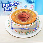 7.5 Inch Basketball Ball Cake Topper – Round Edible Birthday Cake Decorations, Happy Birthday Cake