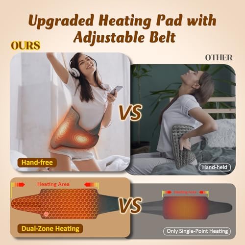 Heating Pad for Back, Electric Heating Pad for Period Cramps, Wrap Around Heat Pad for Waist Stomach Neck Shoulders Thigh Knee,Birthday Gifts for Women Men, Mothers Day Gifts for Mom Wife