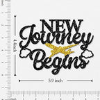WeBenison New Journey Begins Cake Topper/Happy Retirement Cake Decorations/Farewell Party/Retirement Decorations Supplies Black Glitter
