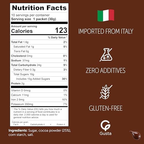 Italian Classic Hot Chocolate - Rich, Thick & Creamy Cocoa Drink Mix - Authentic Made in Italy - Rich, Comforting Hot Cocoa Powder for Family & Holiday Moments - 10 Packets