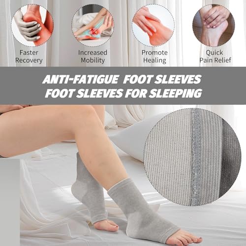 Ankle Compression Sleeve, Foot Compression Sleeve, Soft and Breathable Foot Sleeves,Socks for Arch Support(Gray)