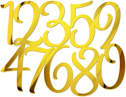 Acrylic Cake Numbers Topper, 0-9 Numbers Happy Birthday Cake Topper Gold Acrylic Wedding Party Cupcake Toppers for Birthday Party Wedding Anniversary Decorations