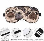 Many Pugs Portrait Sleep Eye Mask Composition Sepia Art Style Men Women Sleep Mask with Adjustable Strap Eye Cover Eye Shade for Travel, Nap,Meditation