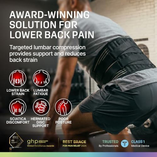 Modvel Back Brace for Lower Back Pain Women and Men – Lumbar Support Belt for Sciatica, Herniated Disc, Muscle Strain – Adjustable Breathable Work Brace with 6 Stays – Support for Posture – Size S