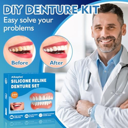 Moldable False Teeth - Veneers Teeth for Women & Men, Silicone Dentures Set for Both Upper and Lower, Temporary Dentures DIY at Home Within Minutes Fix Your Smile ZBN