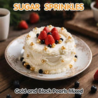 Edible Pearl Sprinkles for Cake Decorating,130g Black and Gold Candy Sprinkle Mixing Size,Baking Pearls Cake Cupcake Toppers,Cookie Donuts Ice Cream Decorations,Wedding Birthday Party Supplies