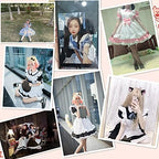 Wannsee Japanese Anime 6Pcs Lolita French Maid Apron Fancy Dress Cosplay Costume Gloves Headwear Socks set(Black S)