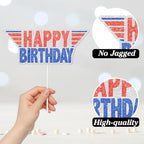 Air Force Club Cake Toppers 7-Piece Set Fighter Themed Happy Birthday, Boot Camp Party, Kids Boys and Girls Pilot Birthday Party, Baby Shower Party Jet Decorations. LIANGSS