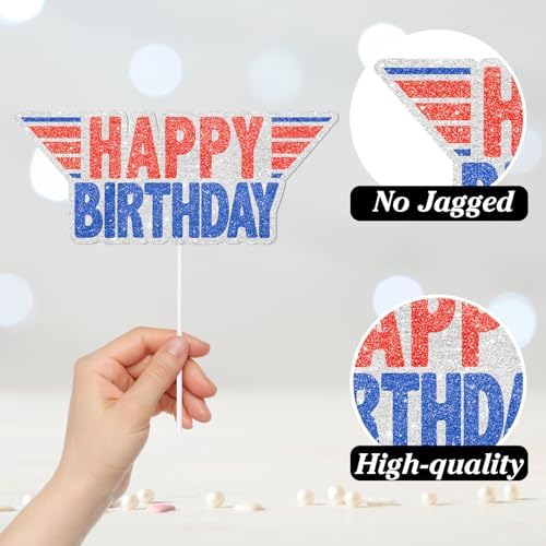 Air Force Club Cake Toppers 7-Piece Set Fighter Themed Happy Birthday, Boot Camp Party, Kids Boys and Girls Pilot Birthday Party, Baby Shower Party Jet Decorations. LIANGSS