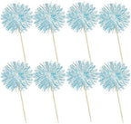 Ephlyn 30Pcs Foil Firework Cupcake Toppers Party Birthday Cake Toppers Supplies Sparkle Tinsel Cocktail Fruit Toothpick for Birthday Wedding Graduation Party Blue