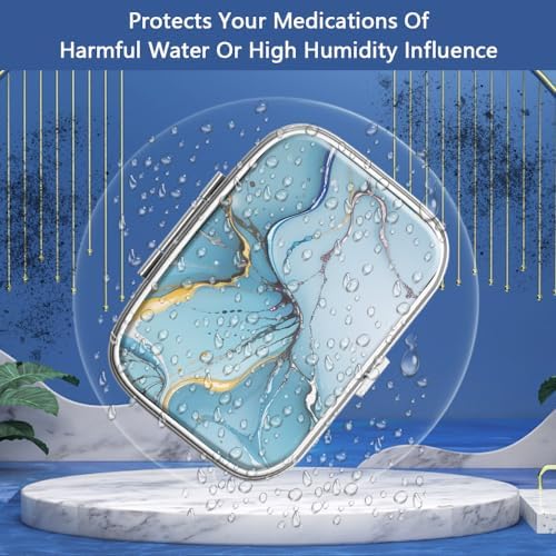 Pill Box 2 Compartment Medicine Pill Case,Portable for Pocket or Purse Pill Box Decorative Metal Medicine Vitamin Organizer Unique Gift（4PCS）