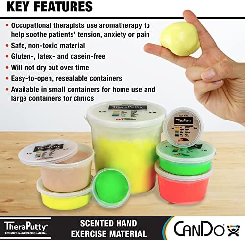 CanDo TheraPutty Scented Hand Exercise Putty for Rehabilitation, Exercises, Hand Therapy, Occupational Therapy, Cherry Red Soft 5lb