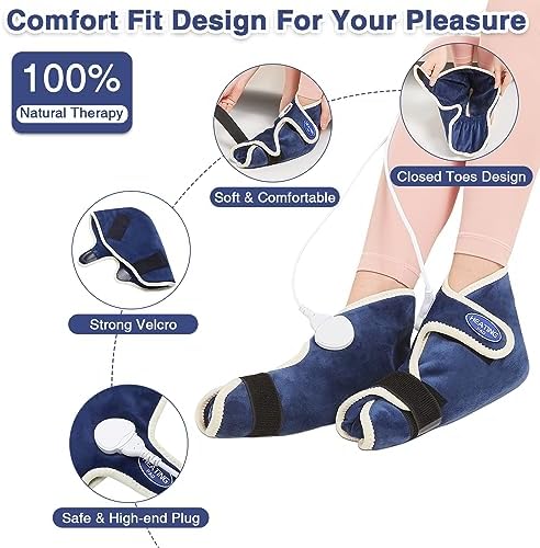 AOBOCO 1 Pair Foot Heating Pad for Feet Plantar Fasciitis, Heated Foot Warmers for Achilles Tendonitis Sprained Ankle Heel Spur, Heated Ankle Wrap Warmer with 86-158℉ Heat and Time Sets