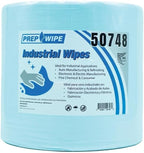 LAUCO Prep-Wipe Industrial Wipes Jumbo Roll, Heavy Duty Blue Cleaning Towels (500 Sheets/Roll, 1 Roll/Case, 10” x 15” each sheet) (41043)