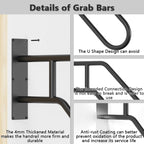 Upgrade Handrails for Outdoor Steps, 28.7” Safety Grab Bars for Stairs, Wall Mount Stainless U-Shaped Steel Handrail, Railings for 1-3 Steps Indoor for Elderly, Kids, Disabled, Pregnant Women