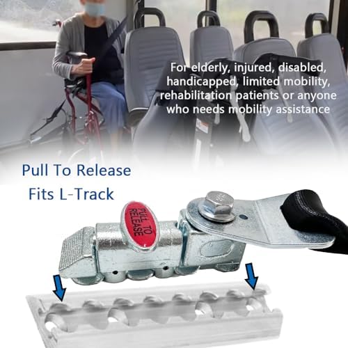 Wheelchair Tie Down Seat Belt Fits L-Track, Wheelchair Shoulder Strap System for Elderly Disabled with Forged Quattro Stud Fitting