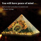 3.8" Large Orgone Pyramid, Chakra Pyramid Natural Quartz Positive Energy Generator with Orgone Pendant for Chakra Balance, Reiki Meditaion