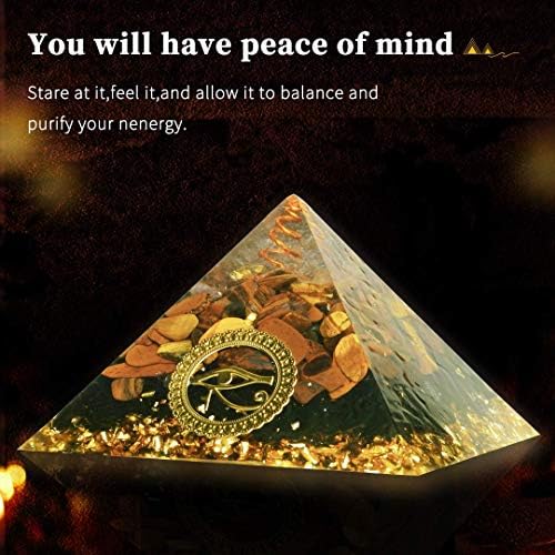 3.8" Large Orgone Pyramid, Chakra Pyramid Natural Quartz Positive Energy Generator with Orgone Pendant for Chakra Balance, Reiki Meditaion