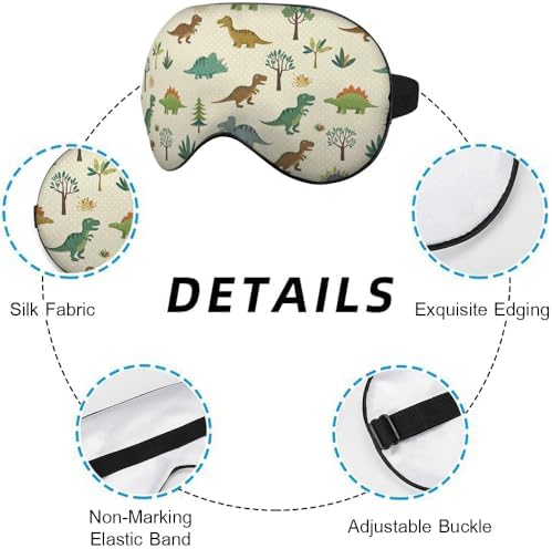 Dinosaur Eye Mask Sleeping Mask Nature Wildlife Animal Retro Green Sleep Masks Silky Soft Eye Cover for Women Men Shading Blindfold for Air Travel Sleeping