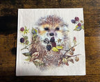 IHR Ideal Home Range Cocktail Napkins Disposable 3-Ply Paper Party Napkin Pack, 5" x 5", Forest Hedgehog, 20-Count