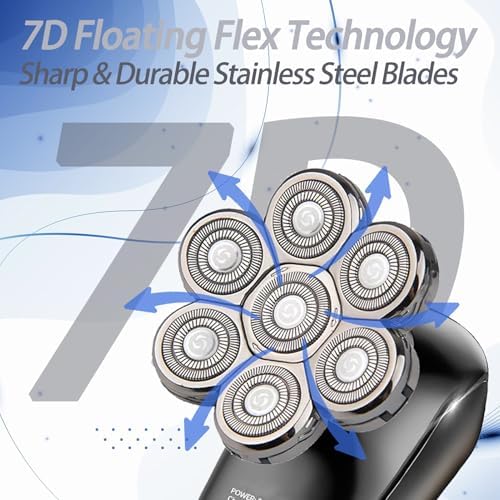 7D Blade Floating Replacement Heads for SHPAVER and Other Brand Head Shaver, Stainless Steel 7D Rotary Blades for Bald Men Rotary Shavers.