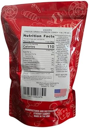 EShopX Freeze Dried Candy - 1 pound Bag Premium Freeze-Dried Crunchy Candy with Bursting Fruity Taste (16 oz, Original Rainbow) - Perfect for Gifting & Snacking