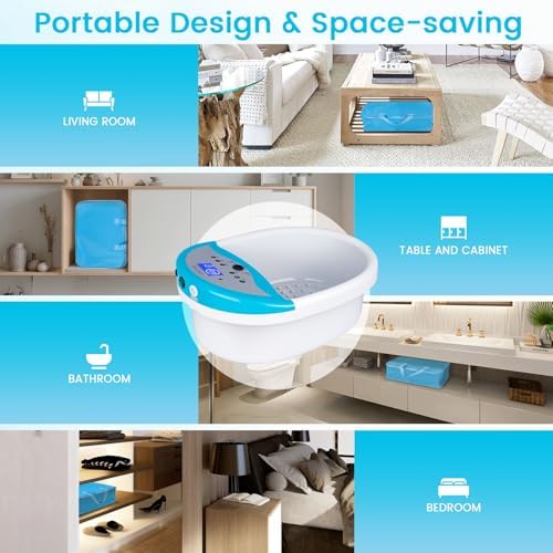LeCuag Ionic Foot Bath Detox Machine, Foot Spa Machine for Home Use - Foot Bath Soak Tub with Heating Belt, Auto Countdown Timer & Includes 100 Disposable Ion Cleaning Liners