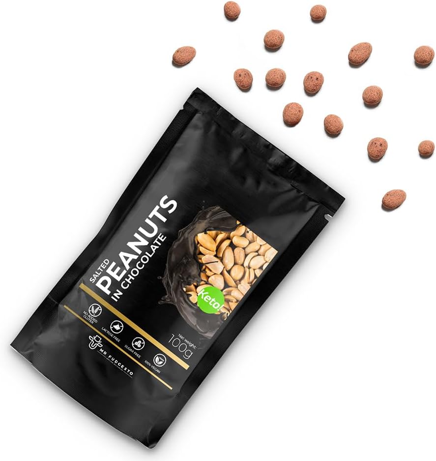 Mr Fudgesto - Salted Peanuts in Dessert Chocolate - Premium Delight - No Added Sugar - Confectionery Treat - Suitable for Gifting - 3.5 oz (100 g)