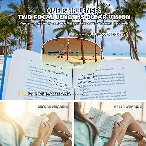 LADEESSE 3 Pack Bifocal Sunglasses For Women Stylish Reading Sun glasses for Women