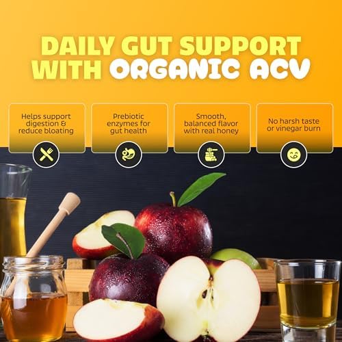 Sourbellies Organic Apple Cider Vinegar Shot for Digestion Support & Bloating Relief, Premixed with Water and Honey, Ready-to-Drink, On-The-Go Wellness Shot, Gut Health, 1 oz (Pack of 12)