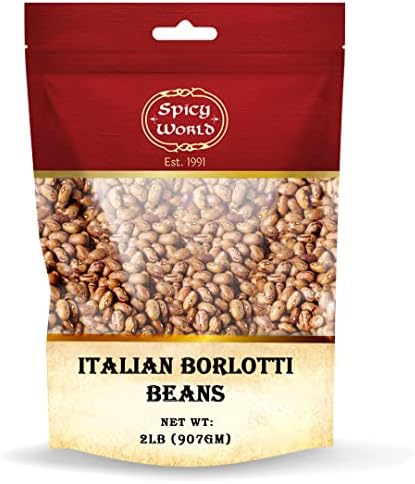 Spicy World Italian Borlotti Beans 2 Pound Bag - Product of Italy - All Natural - Cranberry Beans, Italian Kidney Bean
