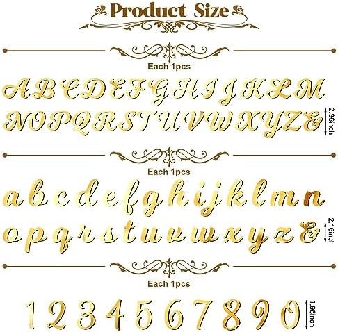 Jspupifip 64 Pcs Acrylic Cake Alphabet Numbers Topper, Mirror Number 0-9 and Alphabet A-Z Personalized Cake Picks Decor Anniversary Wedding Baby Shower Party Supplies(Gold)