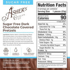 Asher's Chocolates Sugar Free Chocolate Covered Pretzel, 8 Large and Delicious Pretzels in Decorative Box, Diabetic Friendly, No Sugar Added, Gourmet Sweet and Salty Candy, Family Owned Since 1892 (Dark Chocolate)