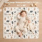 Baby Waterproof Bed Pad Washable Mattress Pad Reusable Underpads Bed Wetting Incontinence Cover for Baby Toddler Children and Adults-White Star