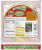 Olé Xtreme Wellness® Spinach & Herbs | 8" Size Flour Tortillas |Carb Friendly |Keto Friendly| 8 Count (Pack of 4)