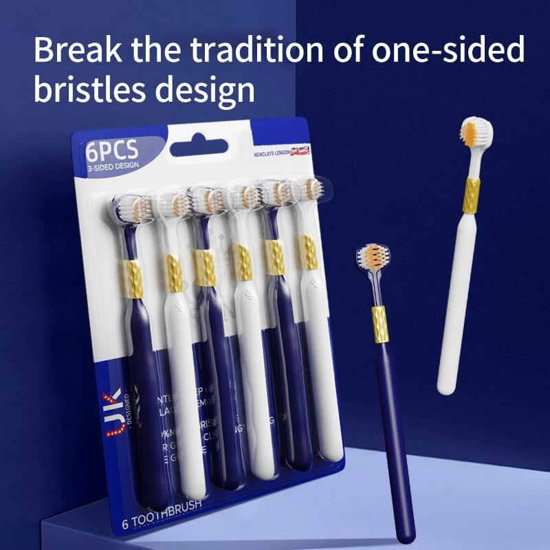 3 Sided Toothbrush for Adults with Soft Hair, high-end Combination Brush Head, Teeth Protection, Tongue Cleaning, Couple Style