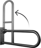 29.5 INCH Stainless Toilet Safety Rails, Matte Black Handicap Grab Bars for Elderly, Disabled Flip-Up Bathroom Grab Bar, Toilet Handrails Hand Grips Handle Shower Assist Aid Black