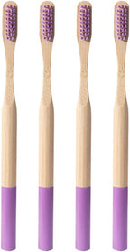 Bamboo Charcoal Toothbrush Soft Bristles Manual Toothbrush for Adults 4Pcs (Purple)