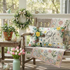 GEEORY Daffodil Eucalyptus Cross Pillow Cover 12x20 Inch - Farmhouse Spring Decor for Couch, Sofa, Bedroom Living Room
