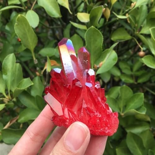 Stone Red Flame Halo Quartz Crystal Cluster Home Decor