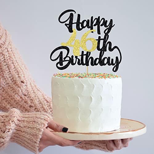 46th Happy Birthday cake topper happy birthday cake decoration 46th birthday party decoration gift plugin (46)