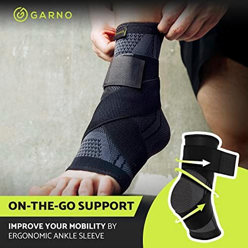 GARNO Ankle Brace – Compression Foot Sleeve with Adjustable Straps for Men & Women, Plantar Fasciitis & Achilles Support, Heel & Arch Pain Relief, Swelling & Injury Recovery, Protection for Sports, Running & Basketball (One Size Fits Most, Black)