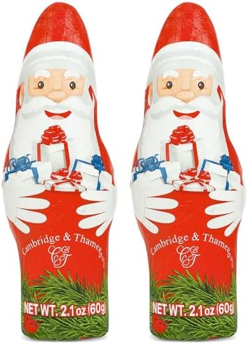 Holiday Milk Chocolate Santa Hollow Figure 2 Pack Individually Foil Wrapped Christmas Candy Party Deco Gift Stocking Stuffer
