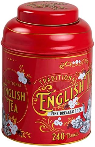 New English Teas Red Vintage Victorian Tin 240 English Breakfast Teas